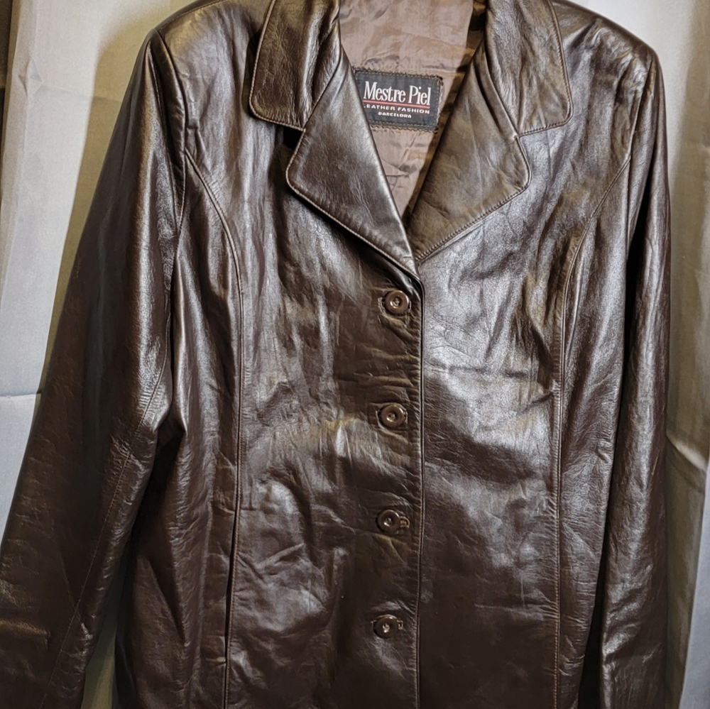 Vintage Brown Leather Mestre Piel Jacket